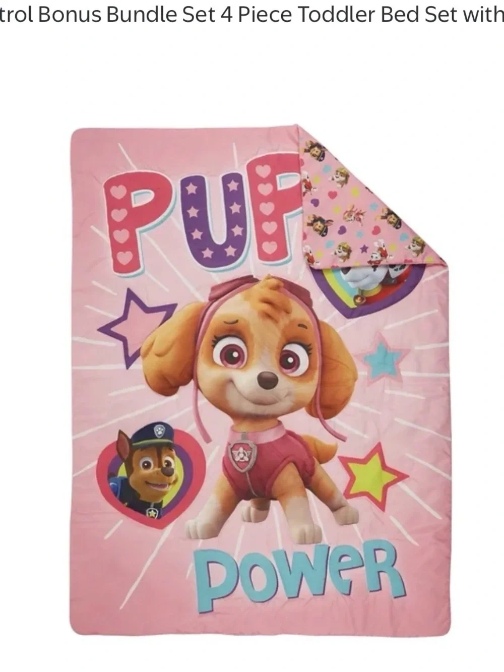 Paw Patrol Toddler Bed Blanket Only “Pup Power” Pink Graphic Design Lightweight